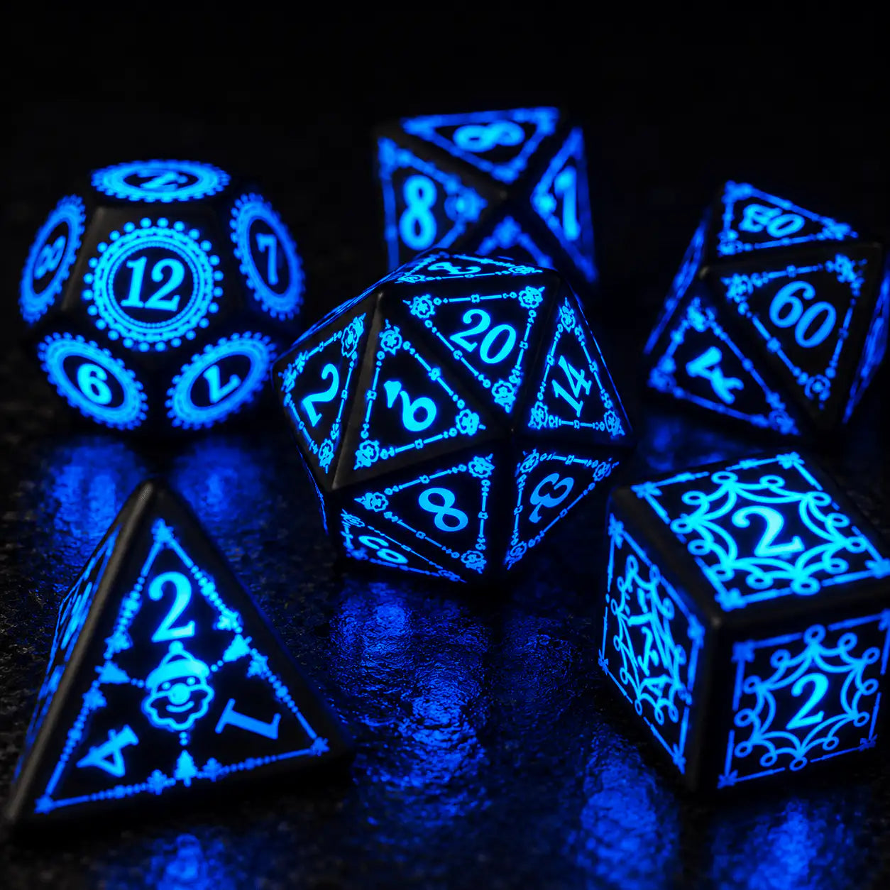 Blue LED Light-Up Dice Set, DnD dice