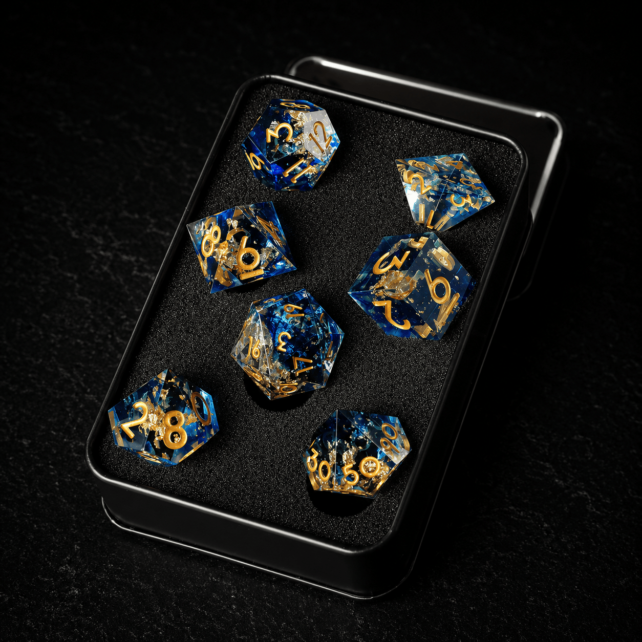 Artisan Sharp-Edge Resin Dice Set, DnD dice for tabletop RPGs