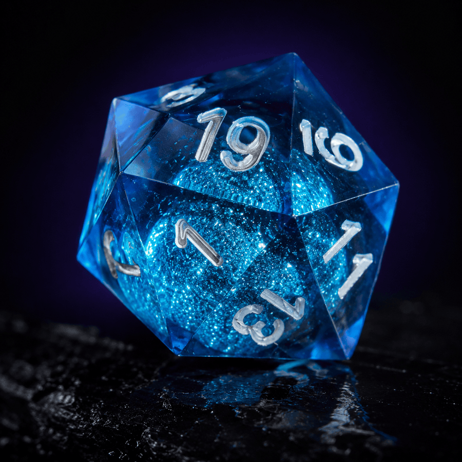 Blue Liquid Core Dice Set, DnD dice