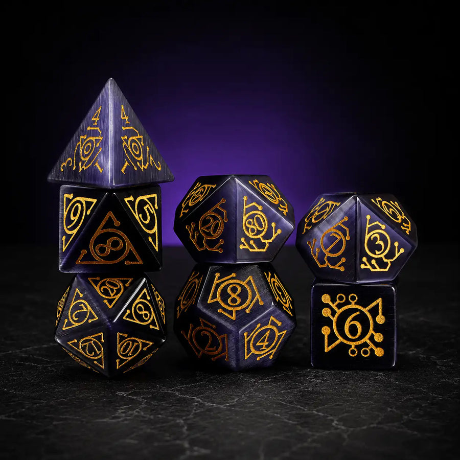 Purple Gemstone Dice Set in Pc-purple, DnD dice