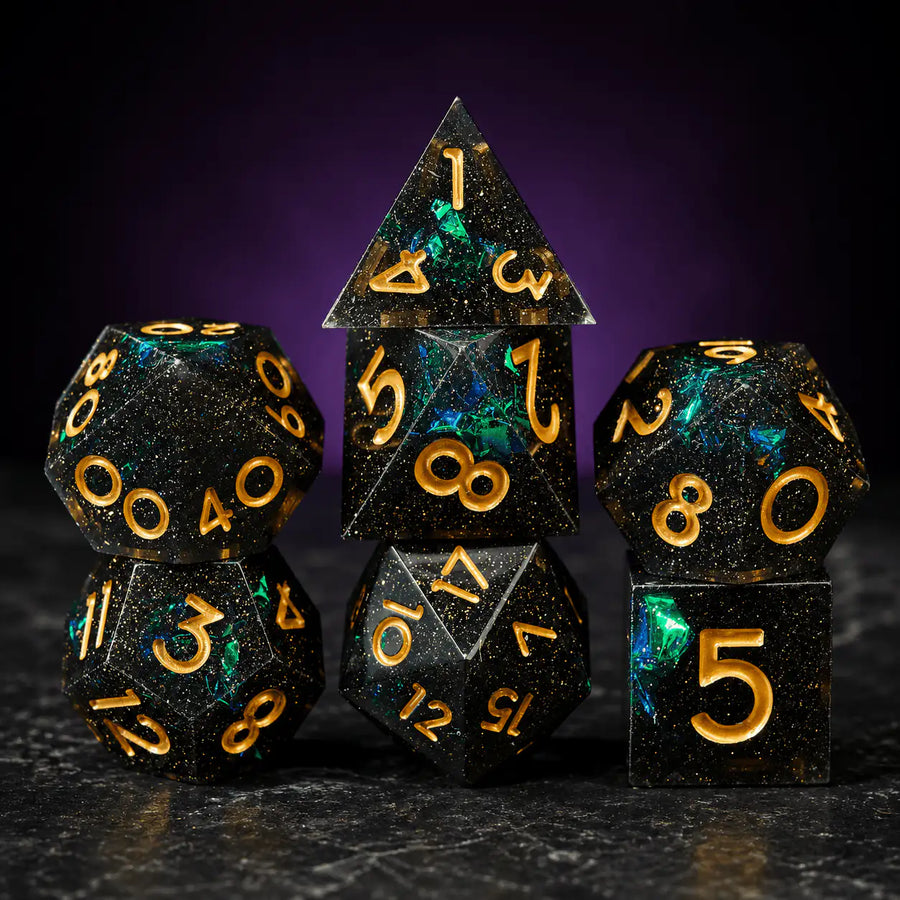 Liquid Core Dice Set in B-flower 02, DnD dice