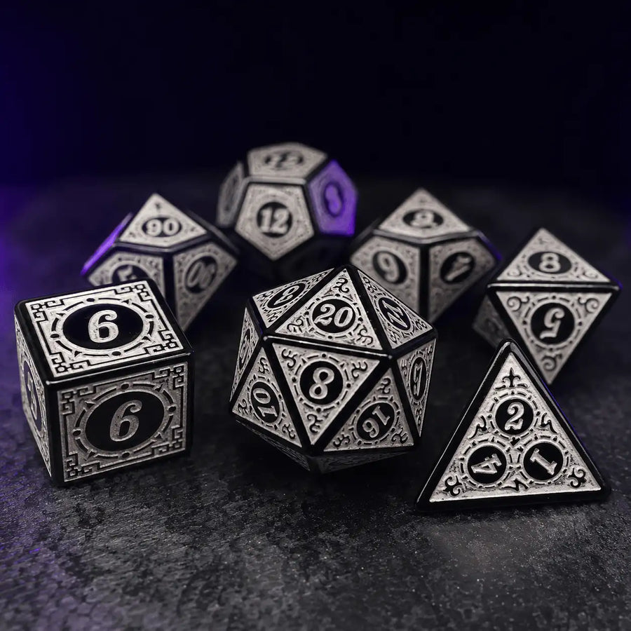 Adventurer's Sharp-Edge Dice Set in White, DnD dice