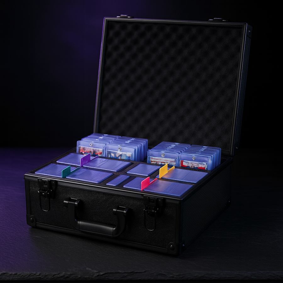Card Storage Box for Toploaders, Holds 610+ with Dividers