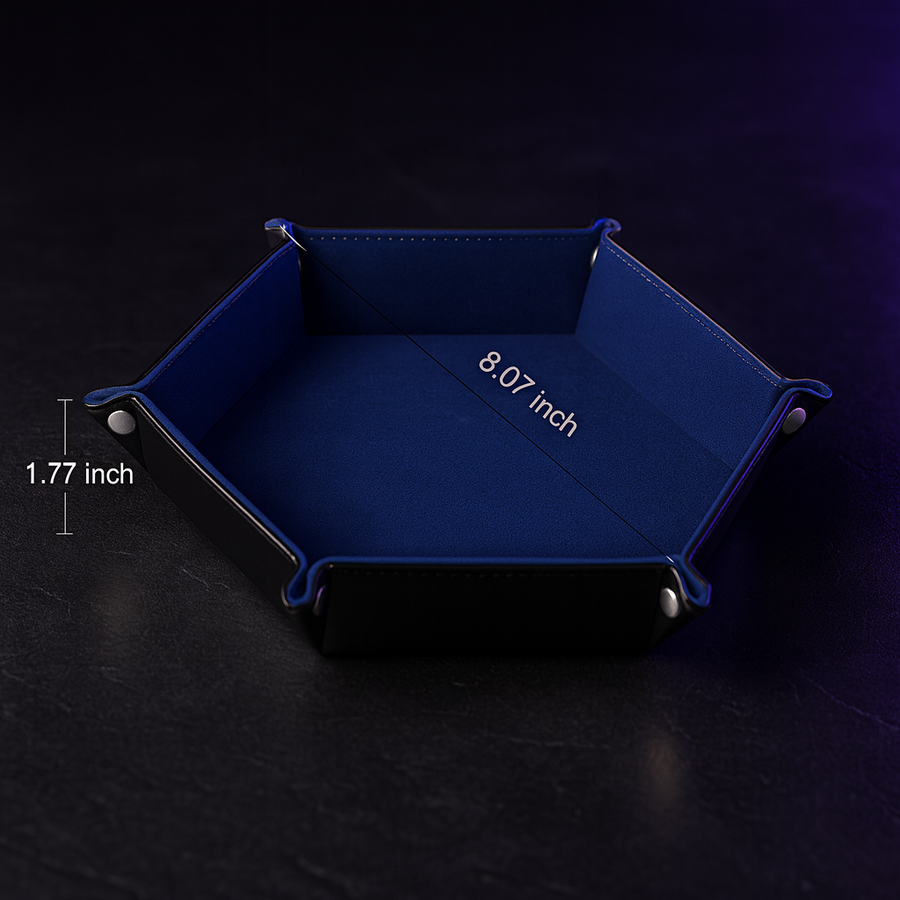 Folding Leather Hexagon Dice Tray for D&D and Tabletop RPG