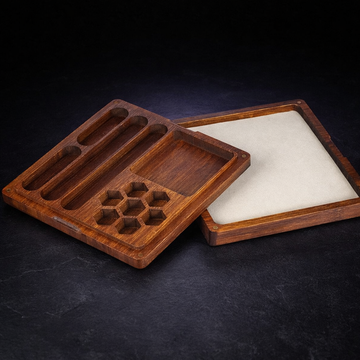 Würfelbox mit Würfeltablett für D&D Bambus für 6 Sets
