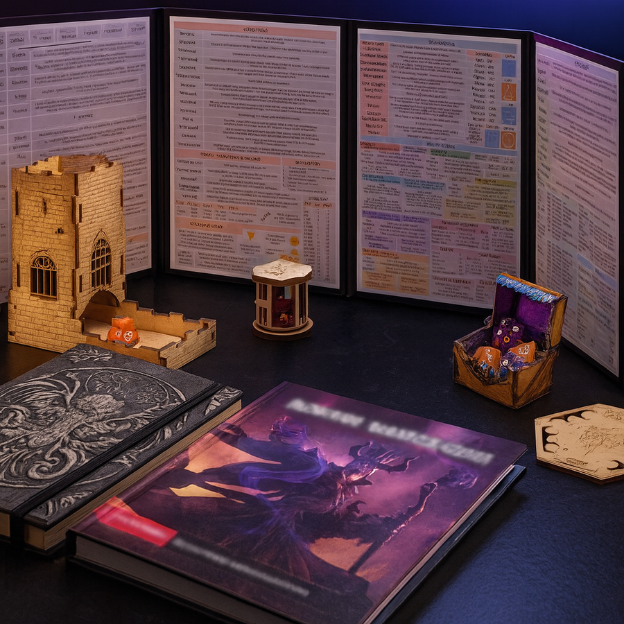 Premium Faux Leather 4-Panel Dungeon Master Screen