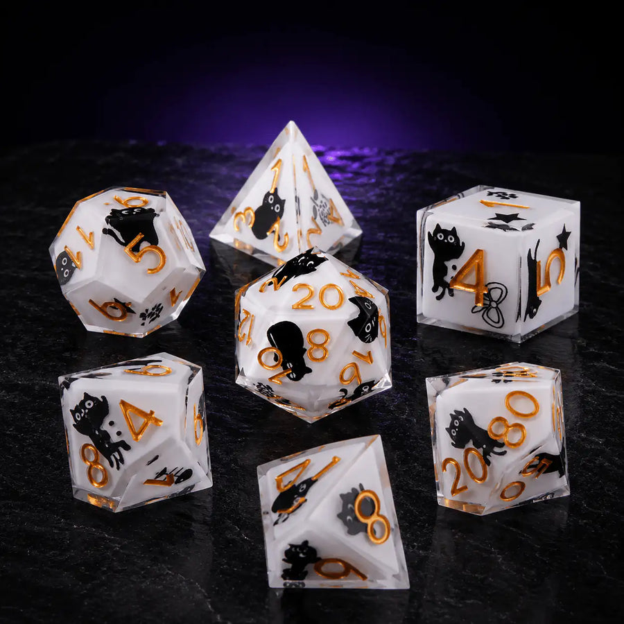 Cat Sharp-Edge Dice Set, DnD dice