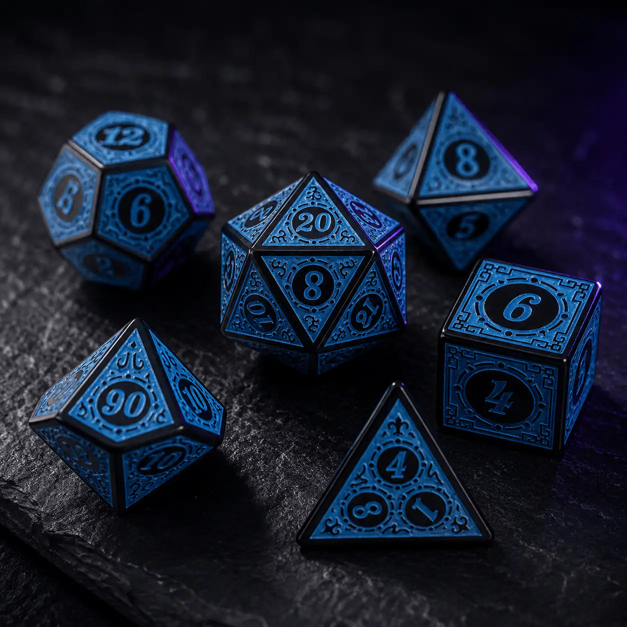 Adventurer's Sharp-Edge Dice Set in Blue, DnD dice