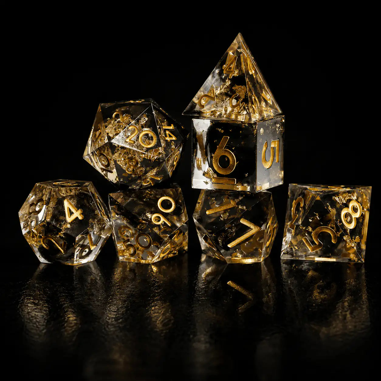 Artisan Sharp-Edge Resin Dice Set in Yellow, DnD dice