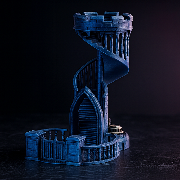 Spiral Staircase Dice Tower and Tray for D&D Dice Rolling