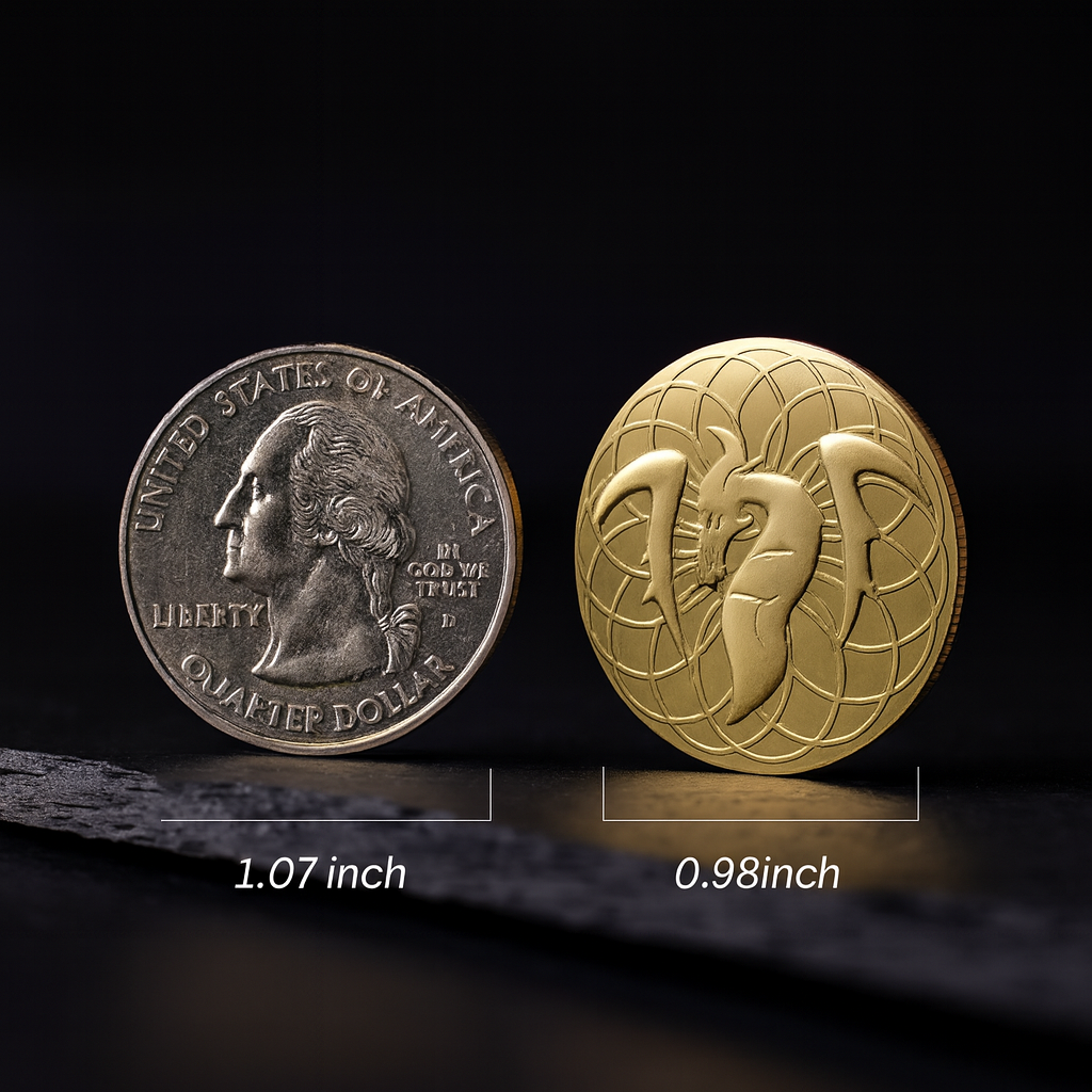 DnD Coins: 50 Gold Metal Fantasy Coins Treasure + PU Leather Bag