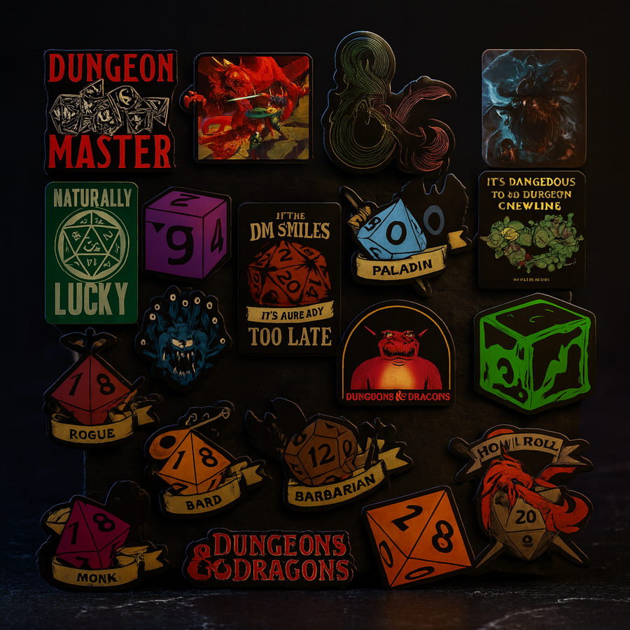 DnD Stickers 50 Pack, Large Deluxe Die-Cut RPG Decals