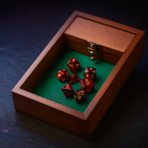 Wooden Dice Tray with Storage Vault Lid for DND Tabletop Games