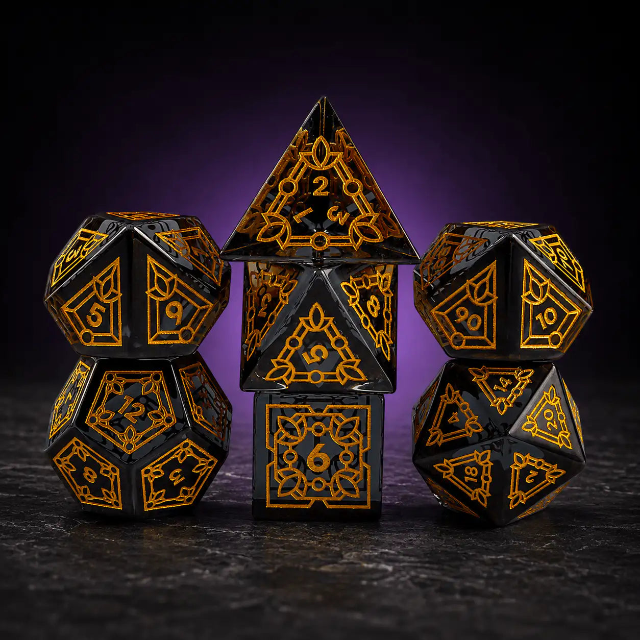 Grey Glass Dice Set, DnD dice