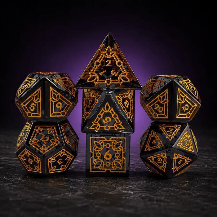 Grey Glass Dice Set, DnD dice