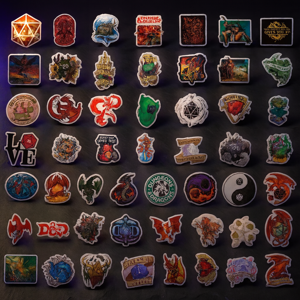 DnD Stickers 100 Pack, Dragon Vinyl Decals for Laptops