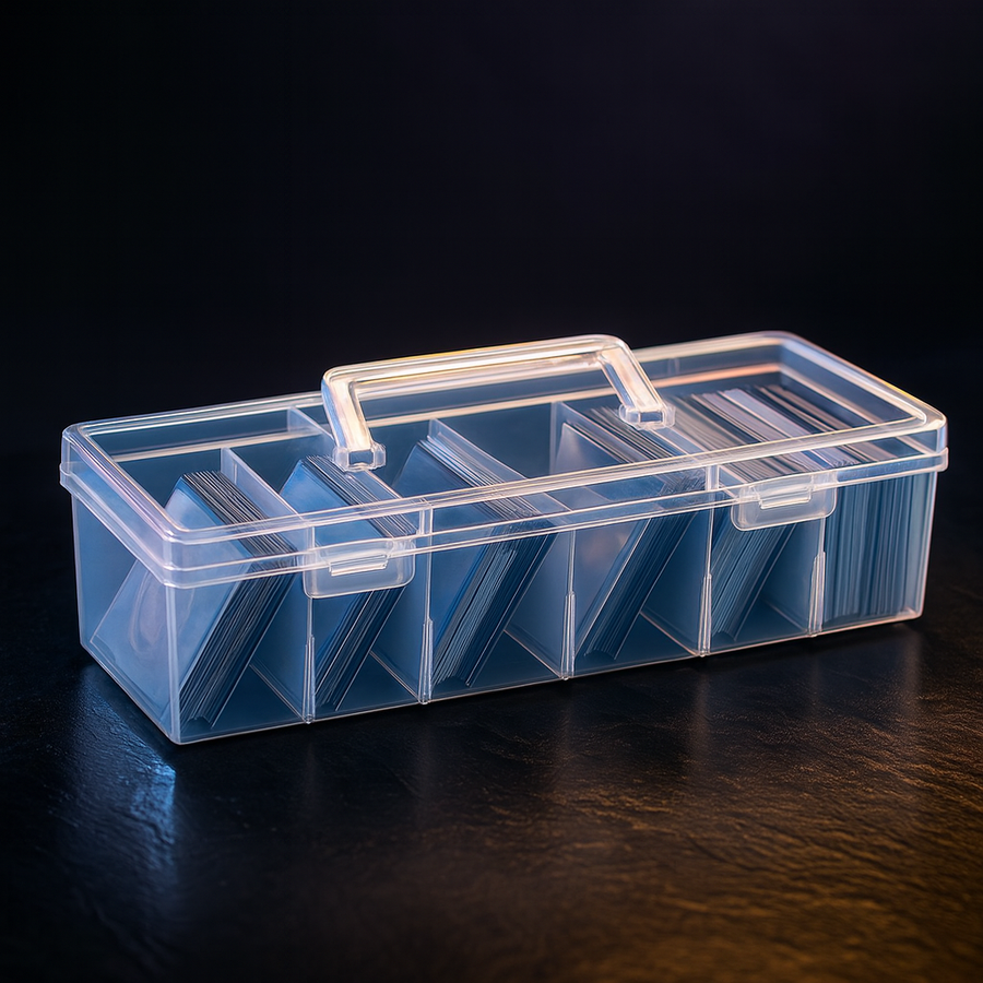 Trading Card Storage Box, Holds 650+ Sleeved Cards, Clear