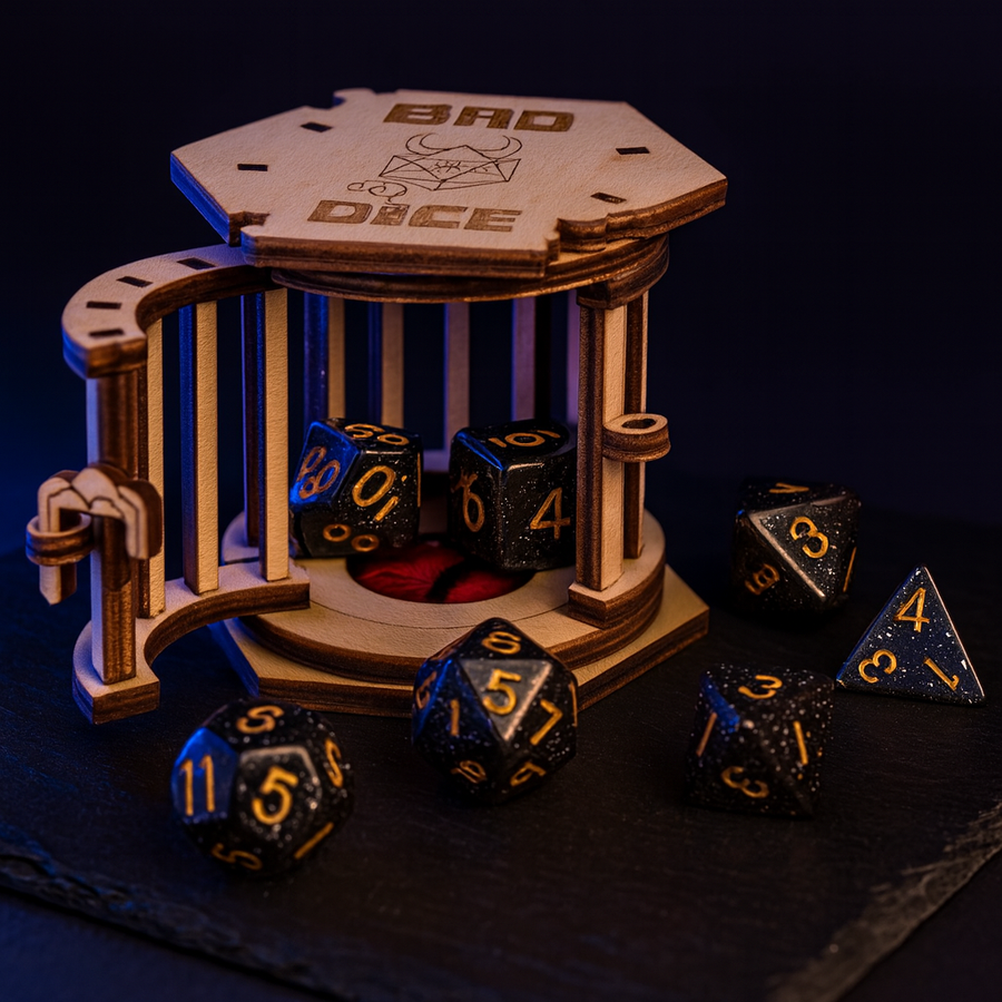 DnD Dice Jail, Wood Cage Prison with Working Lock