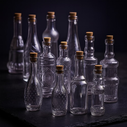 Fantasy Potion Bottles with Cork, 12 Pack Small Clear Vintage Glass