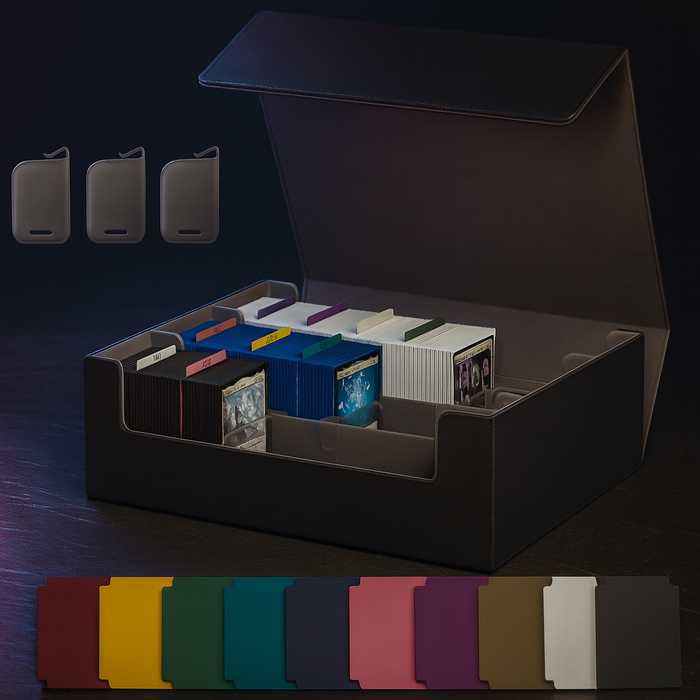Card Storage Box, Holds 1,800 Sleeved Cards, PU Leather