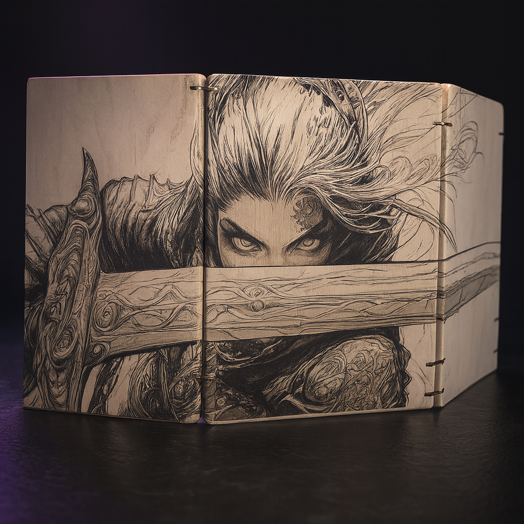 Wooden 4-Panel Magnetic Engraved Dungeon Master Screen