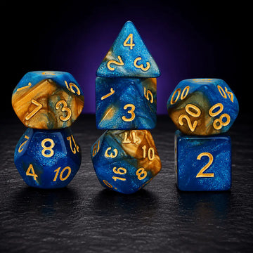 Blue & Gold Nebula Dice Set