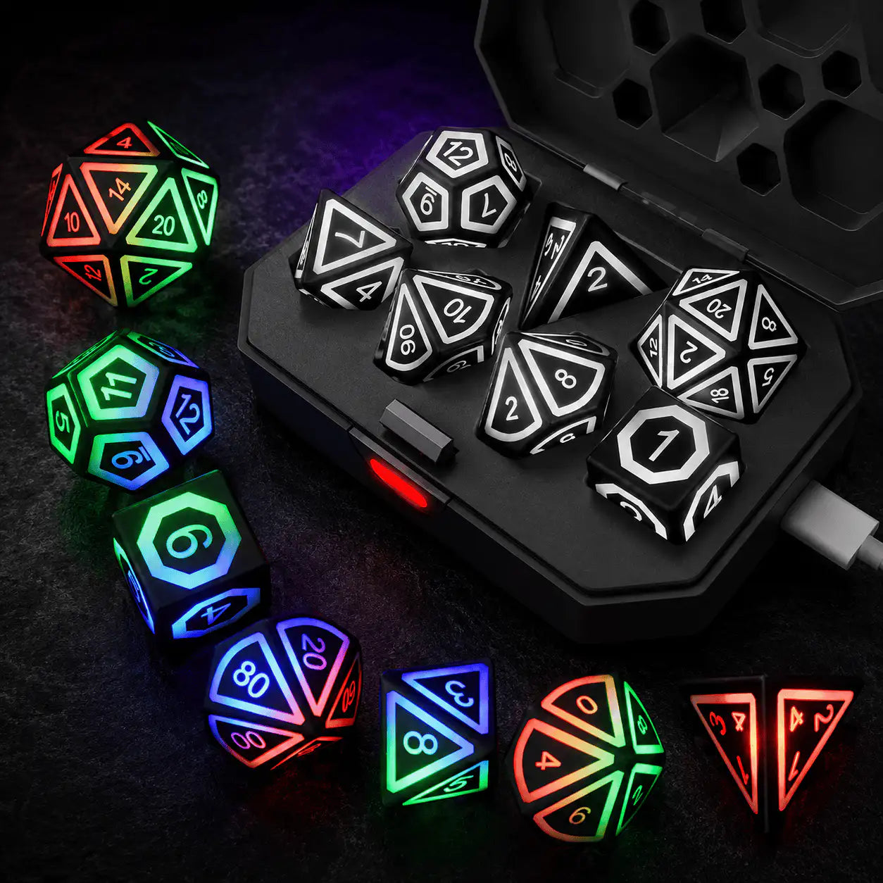 Rechargeable LED Dice Set