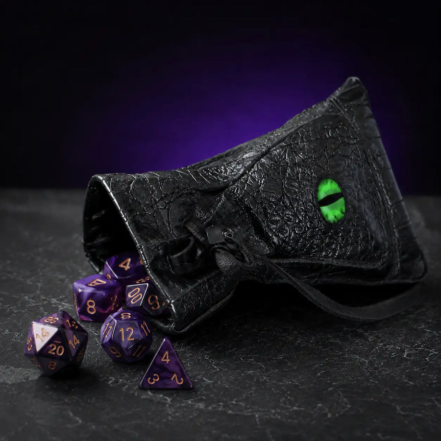 Dragon Eye Leather Dice Bag, DnD dice bag for tabletop RPGs