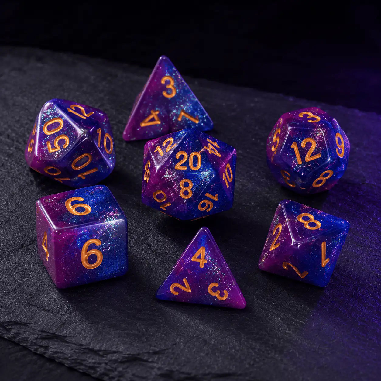 Galaxy Sharp-Edge Dice Set, DnD dice for tabletop RPGs